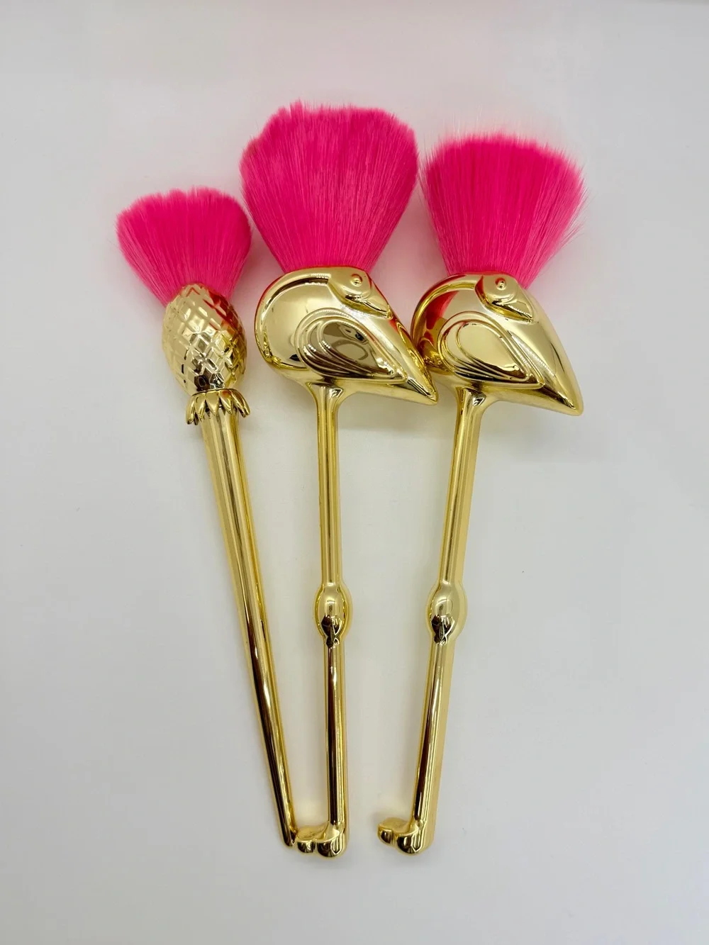 Tarte Gold Flamingo Handle 3 Makeup Brush Set with Pink Bristles